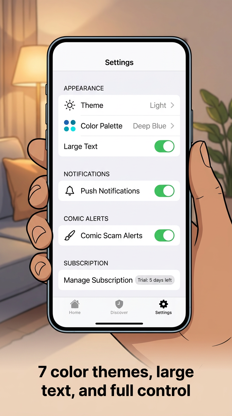 Settings screen