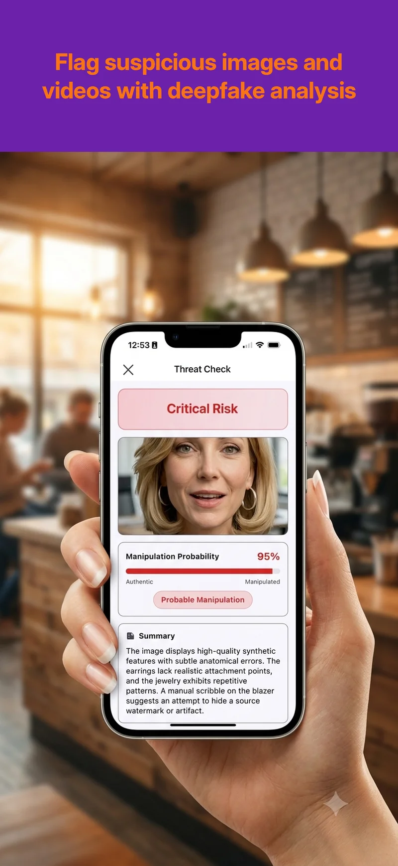 Deepfake analysis result
